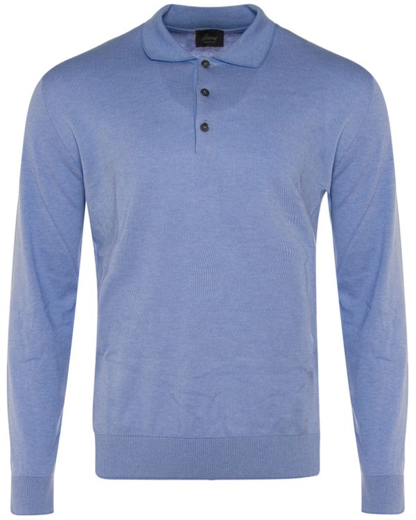 Sky Blue Long Sleeve Polo Discount