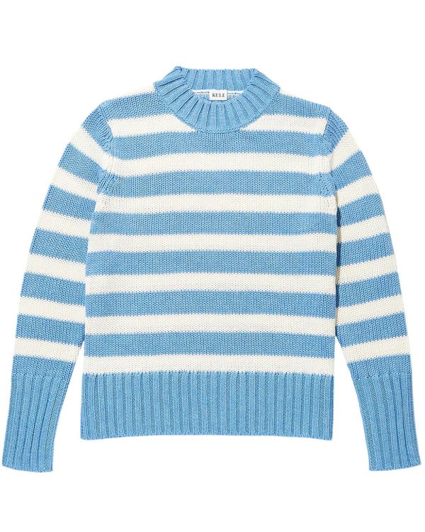 The Tatum Pullover in Scandi Blue and Cream Stripe For Cheap